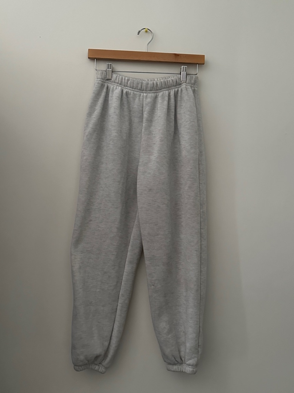 Light Gray Elastic-Waist Jogger Sweatpants